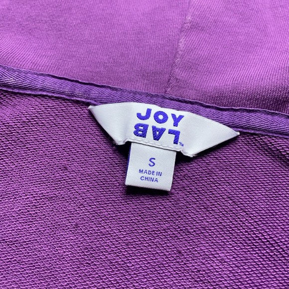 JoyLab Cropped Hoodie Womens Small Purple 1/4 Zip Thombhole Raglan Sleeve Sports - Picture 4 of 16